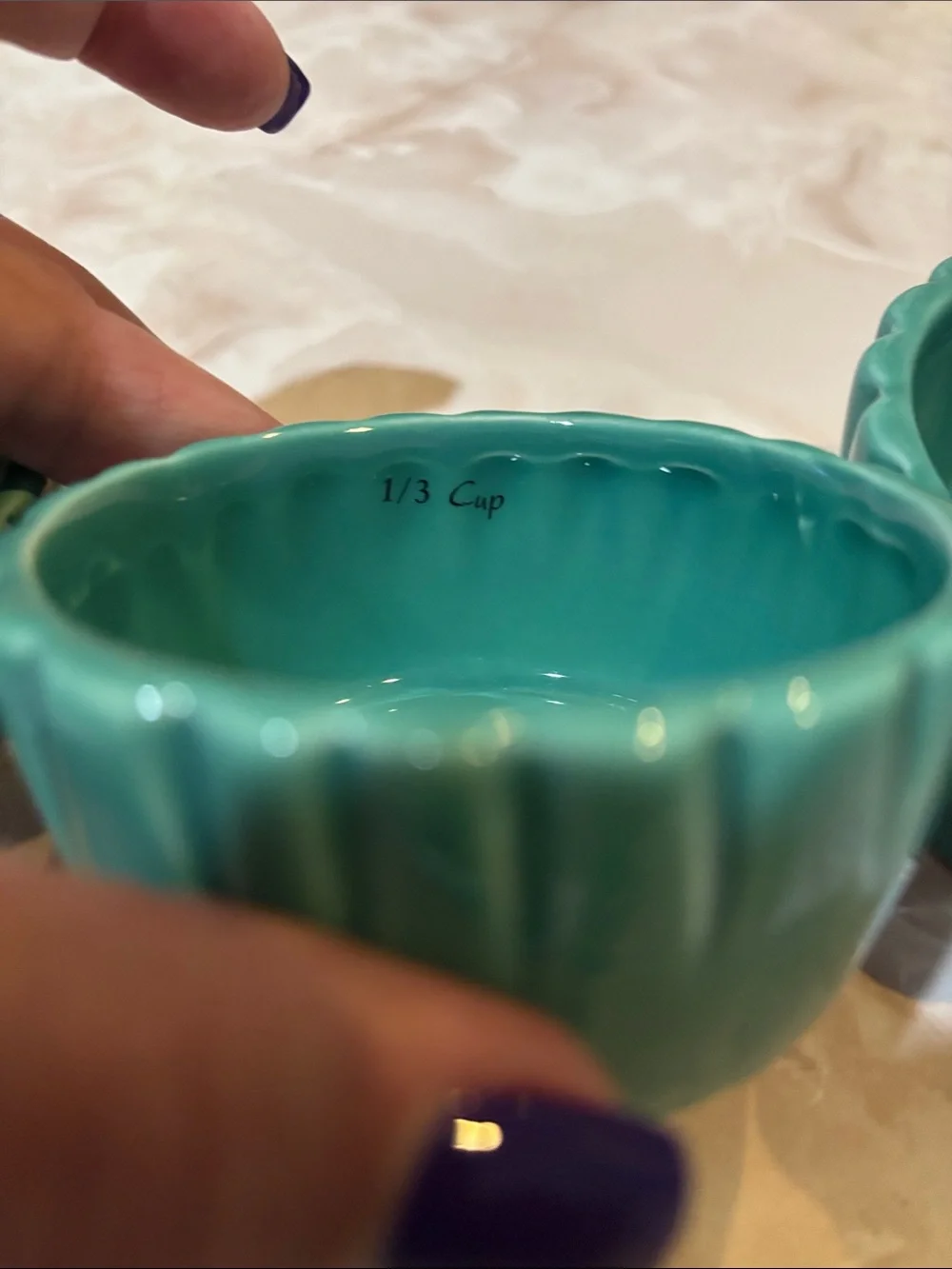 Measuring cup Pink Frosted Cupcake with Red & Teal Candy Accents